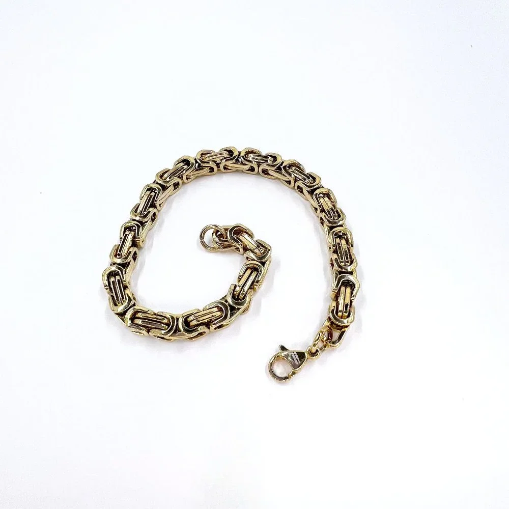 Byzantine Chain Curb-Chain Bright Gold Tone 8” Bracelet